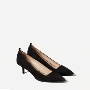 Everlane Editor black suede heel